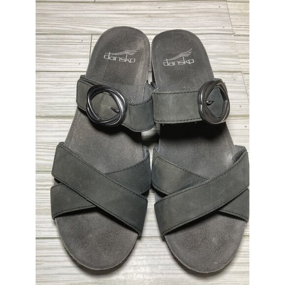 Dansko Wedge Comfort  Sandal  Gray Adjustable Hook and Loop Straps Size 39/8 - Picture 2 of 8